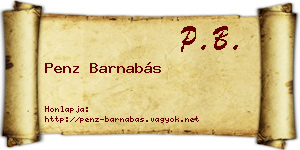 Penz Barnabás névjegykártya